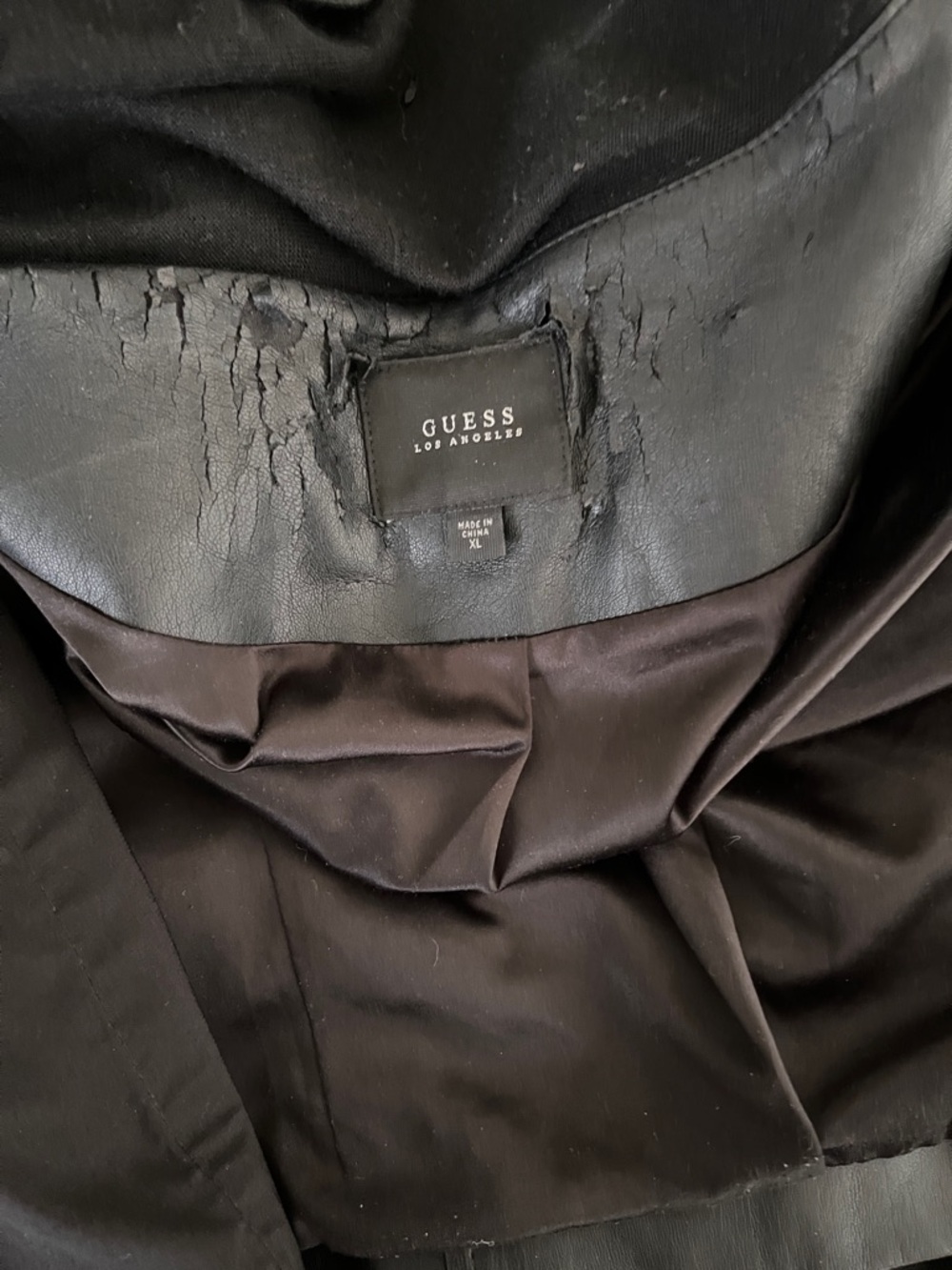 😃Guess Black Open-Front PLeather-Sleeve Draped Jacket - Picture 10 of 13